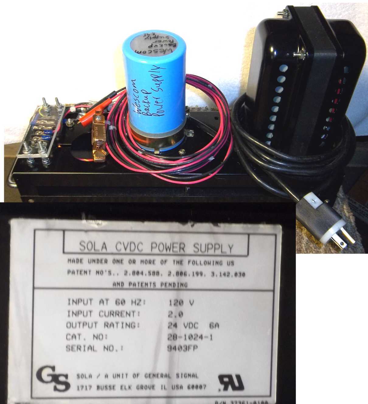 General Signal Constant voltage DC power supply power supplies SOLA CVDC DC POWER SUPPLY 28-1024-1 24volt 6a 